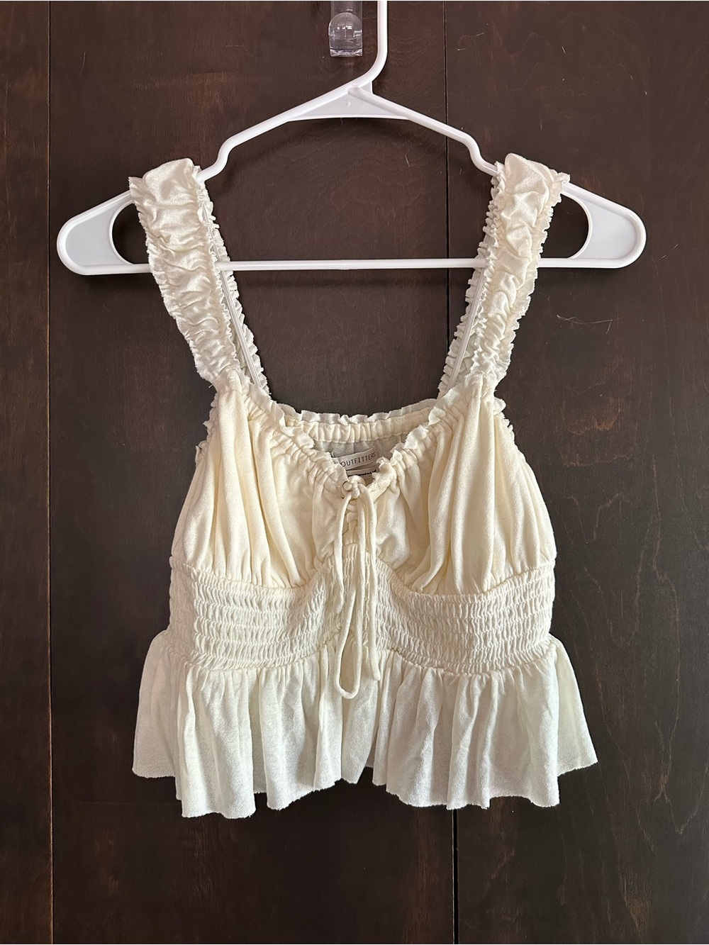 Urban Outfitters Smocked Ruffle Tie-Front Crop Top